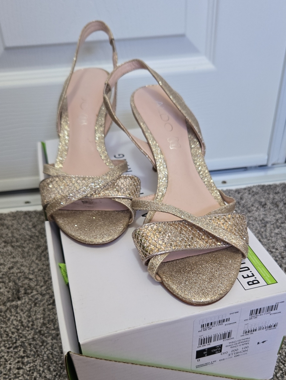 Aldo Gold Glitter Slingback Heels
